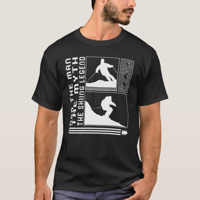 Camiseta Dad Man The Myth The Skiing Legend Skiing Skier Wi (Frente)