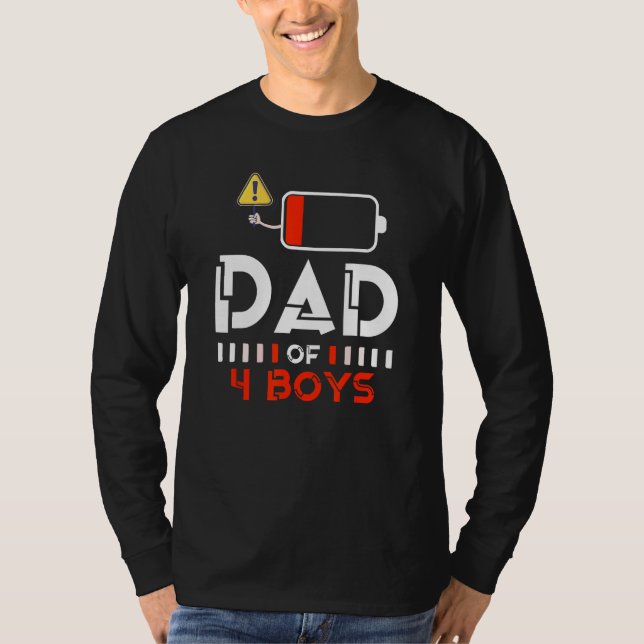 Camiseta Dad of 4 Boys Fathers Day Daughter Son Family Low  (Frente)