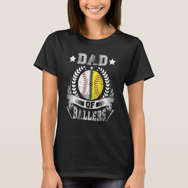 Camiseta Dad Of Ballers  Baseball Softball Dad Father s Day (Frente)