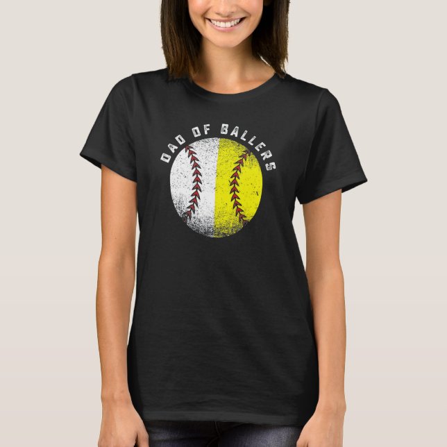 Camiseta Dad Of Ballers Baseball Softball  Father s Day (Frente)