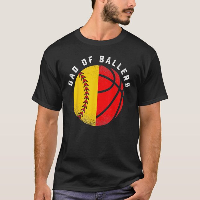 Camiseta Dad Of Ballers Baseball Softball  Father s Day (Frente)