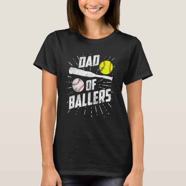 Camiseta Dad Of Ballers  Baseball Softball Game Fathers Day (Frente)