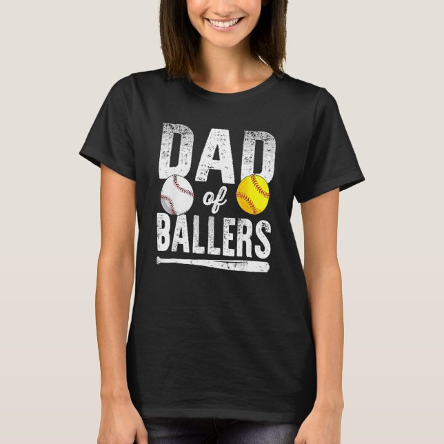 Camiseta Dad Of Ballers Softball Baseball Player Dad Father (Frente)