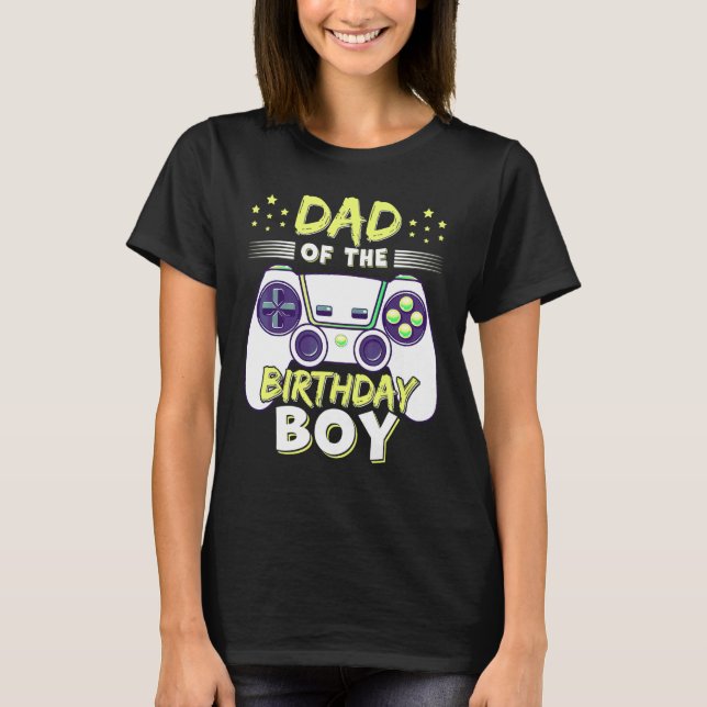 Camiseta Dad Of The Birthday Boy Family Gamer Mom Game Boys (Frente)