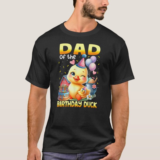 Camiseta Dad Of The Birthday Cute Duck Animals Theme Family (Frente)