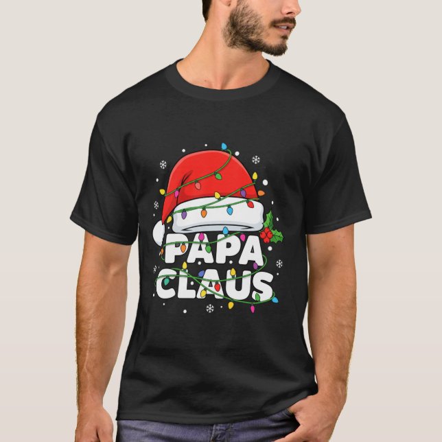 Camiseta Dad Papa Claus Christmas Lights Family Matching Lo (Frente)