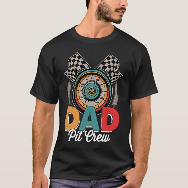 Camiseta Dad Pit Crew Hosting Car Race Funny Fathers Day (Frente)