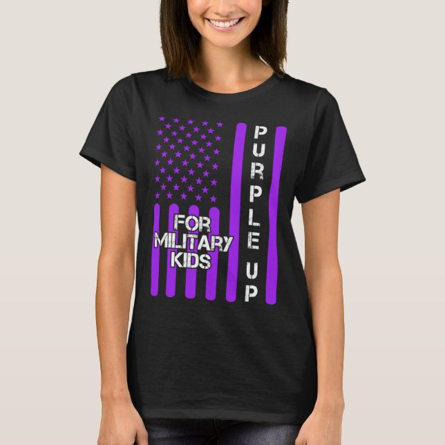 Camiseta Dad Purple Up Military Child Kids Appreciation Ame (Frente)