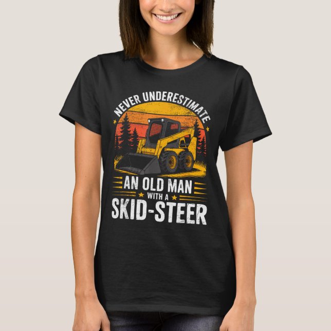 Camiseta Dad Skid Steer Operator Father Construction Heavy  (Frente)