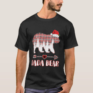Camiseta Dada Bear Christmas Pajama Red Xadrez Buffalo Famí