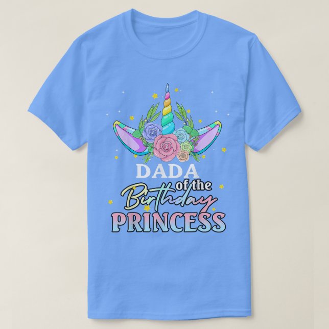 Camiseta Dada da Rapariga de Aniversário Família Arco-Íris  (Frente do Design)