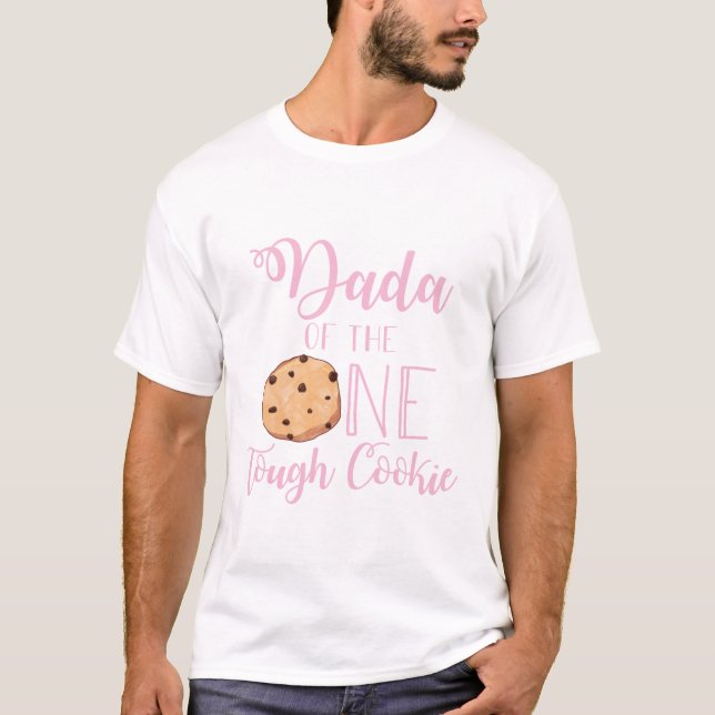 Camiseta Dada de um primeiro aniversario cor-de-rosa duro (Frente)