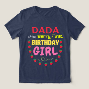 Camiseta Dada do Primeiro Aniversário da Rapariga Strawberr