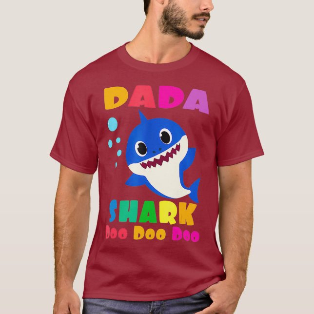 Camiseta Dada Shark Engraçado Dia de os pais Presente Para  (Frente)