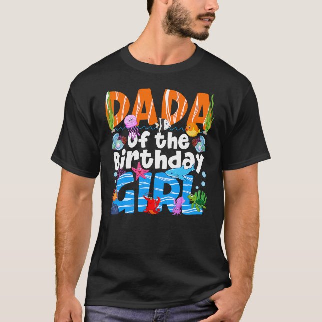 Camiseta Dada Under Sea Birthday Party Girls Ocean Sea Anim (Frente)