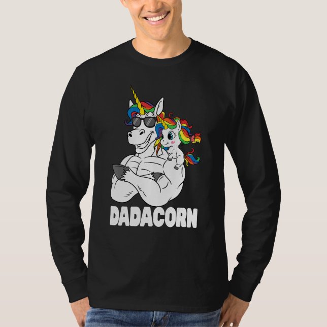 Camiseta Dadacorn Muscle Unicorn Pai Com Sol Filha De Bebê (Frente)