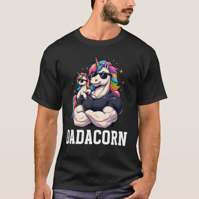 Camiseta Dadacorn Pai Unicorn Papa Dia de os pais Filha (Frente)