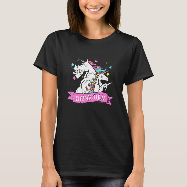 Camiseta Dadacorn Unicorn Pai E Baby Christmas Papa Sungl (Frente)