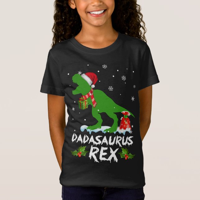 Camiseta Dadasaurus Santa Hat Natal Pajama Matando Fam (Frente)