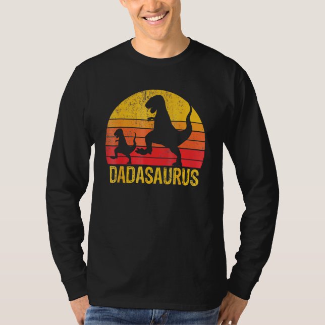 Camiseta Dadasaurus T Rex E Babysaurus Dinosaur Pais D (Frente)