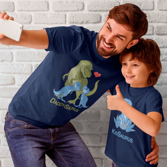 Camiseta DaddSaurus T-Rex e Twin Baby Boy Dinossauros T-Shi (Criador carregado)