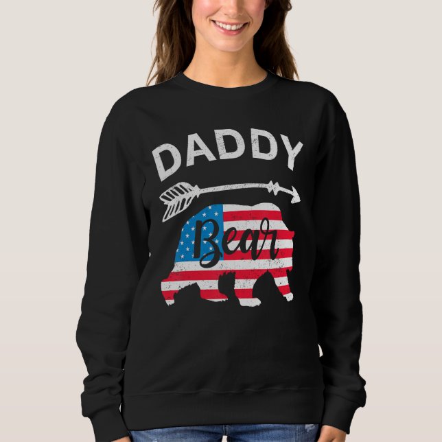 Camiseta Daddy Bear Papa Bear American Flag 4th of July Fat (Frente)
