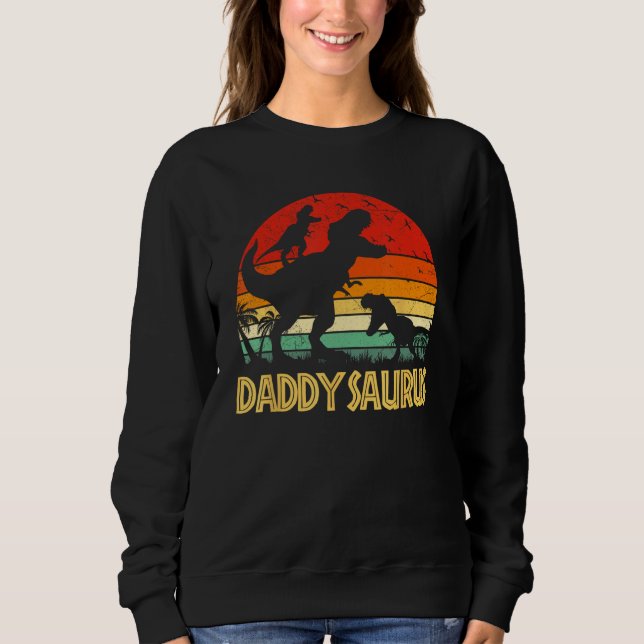 Camiseta Daddy Dinosaur Daddysaurus 2 kids Fathers Day  For (Frente)