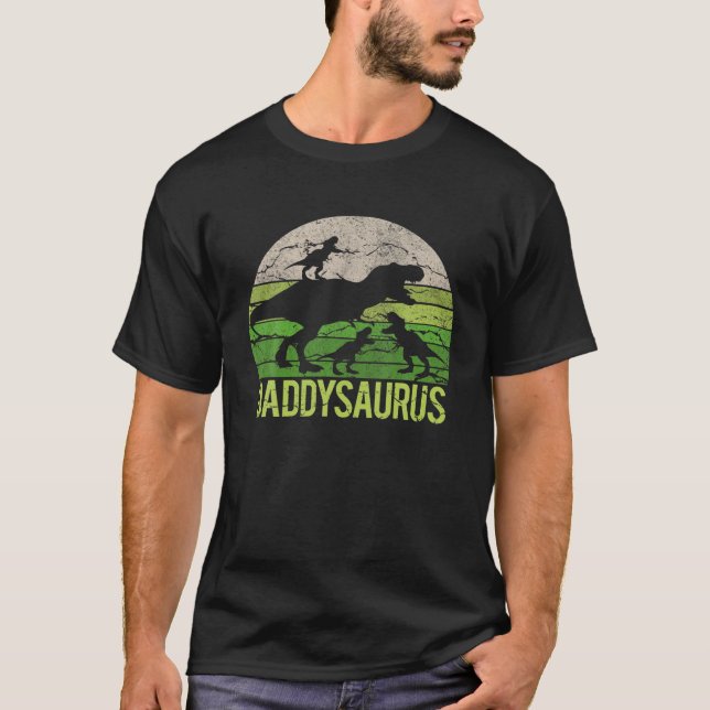 Camiseta Daddy Dinosaur Daddysaurus 3 Three Kid Gift Dad Ch (Frente)