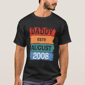 Camiseta Daddy Est August 2008 Proud Papa Grandpa Best Dad