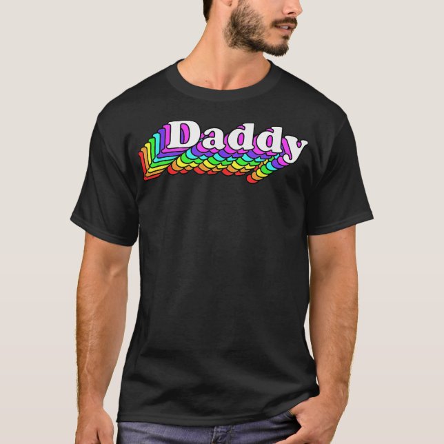 Camiseta Daddy, Gay Daddy Bear, Retro LGBT Rainbow, LGBTQ P (Frente)