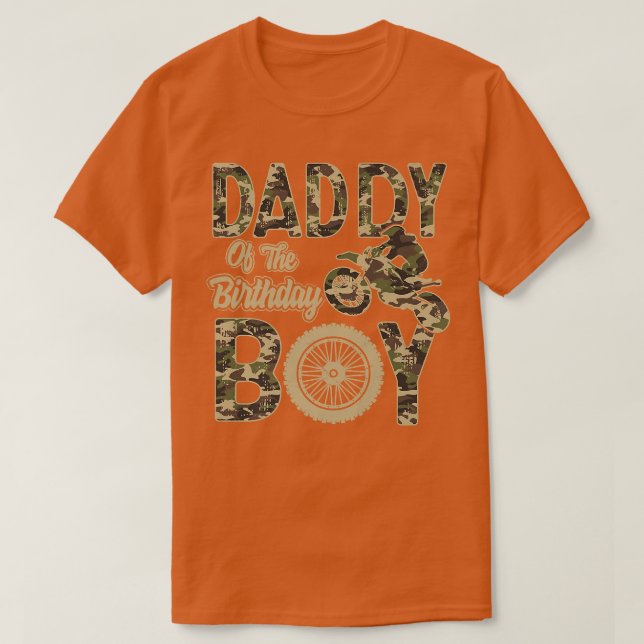 Camiseta Daddy of the Birthday Boy Dirt Bike 4th B-day Part (Frente do Design)