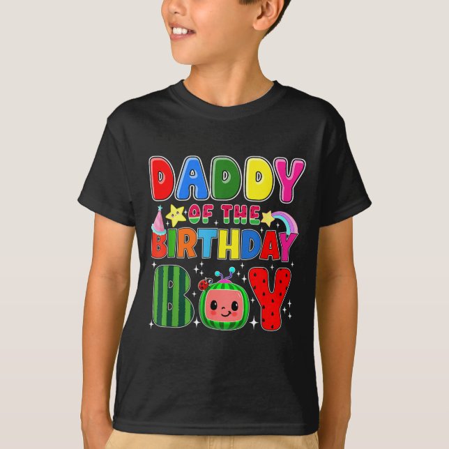 Camiseta Daddy Of The Birthday Boy Melon Family Matching Fu (Frente)
