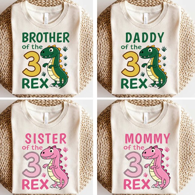 Camiseta Daddy of the Three-Rex Matching Dinosaur Birthday (Daddy of the Three-Rex Matching Dinosaur Birthday T-Shirt)