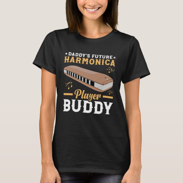 Camiseta Daddy s Future Harmonica Player Harmonica Mouth Or (Frente)