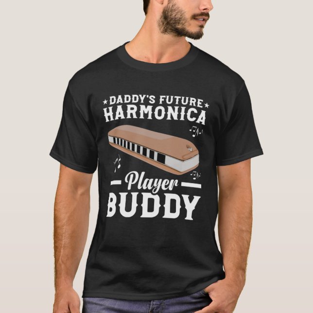 Camiseta Daddy s Future Harmonica Player Harmonicist Harmon (Frente)