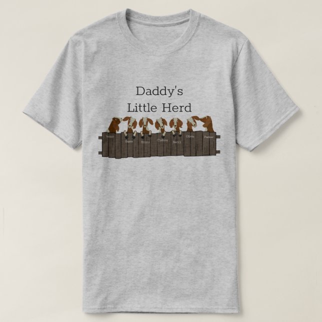 Camiseta Daddys Little Goat Herd 7 Caprinos (Frente do Design)