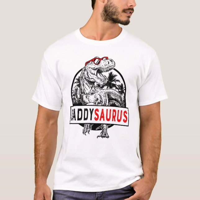 Camiseta Daddysaurus Pai Saurus T Rex Dia de os pais 1WH1 (Frente)