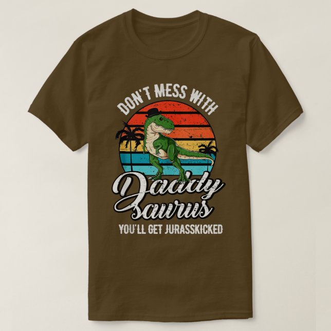 Camiseta Daddysaurus Rex Dinossaur Pai Rex Dia de os pais D (Frente do Design)