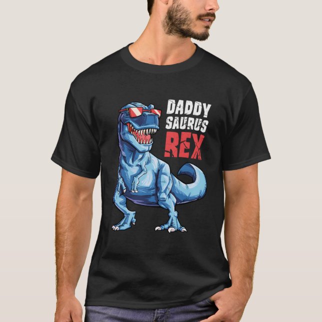 Camiseta Daddysaurus T Rex Dinosaur Gift Pai Saurus Famil (Frente)