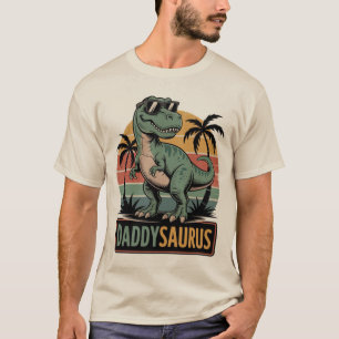Camiseta Daddysaurus T-Rex - Dinossauro RetroPai Engraçado