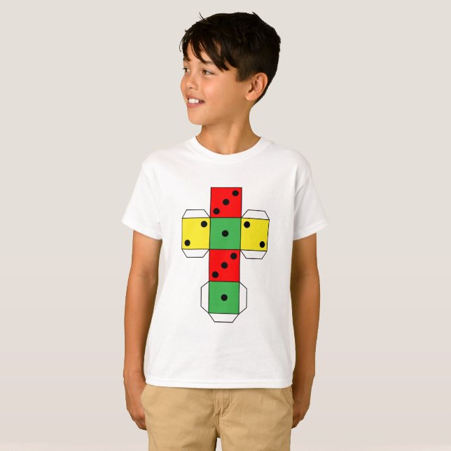 Camiseta Dados imprimíveis | Desenho | Cor vívida (Frente Completa)