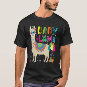 Camiseta Dady Llama Birthday Balloons óculos de sol Llama P