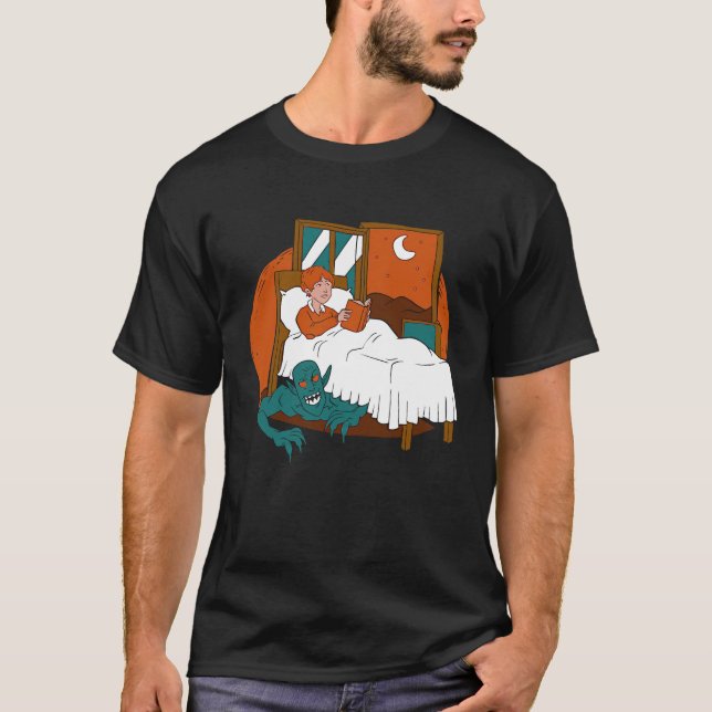 Camiseta Daemon Hiding under a kids bed  Cool Retro Story (Frente)