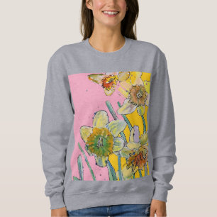 Camiseta Daffodil Amarelo daffodils florais Flor de Aquarel