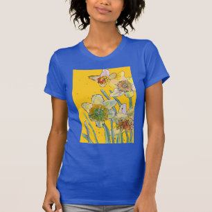 Camiseta Daffodil Amarelo daffodils florais Flor de Aquarel