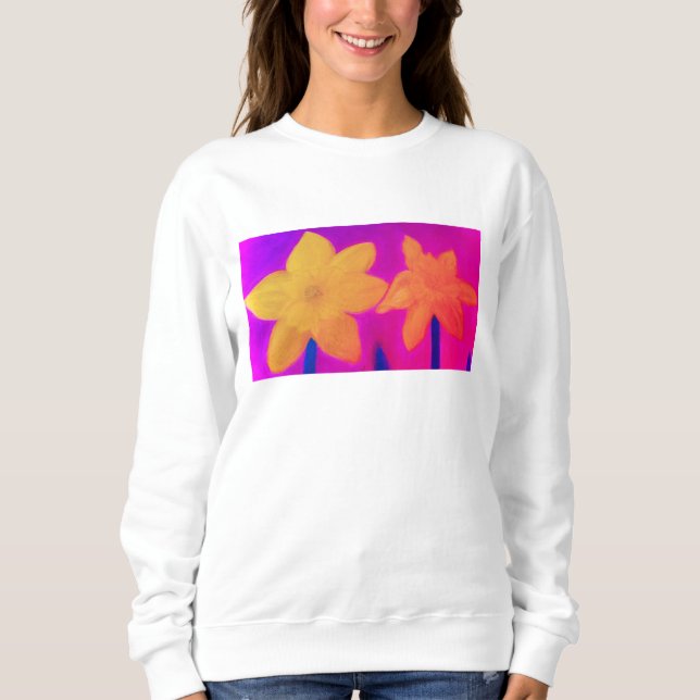 Camiseta Daffodil Bloom Sweatshirt - Chalk Pastel Handmade (Frente)