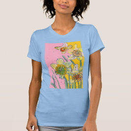Camiseta Daffodil Flor Azul Amarelo Flor Aquarela