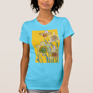 Camiseta Daffodil Watercolor Flowers Floral Painting T-Shir