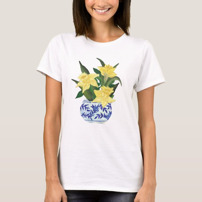 Camiseta Daffodils em Azul e Branco (Frente)