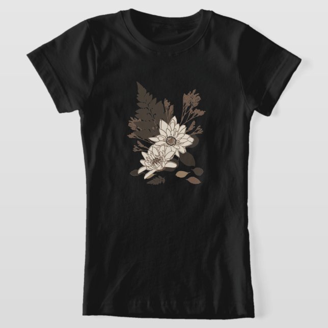 Camiseta Daisies and Leaves - transparente no creme. (Postura )